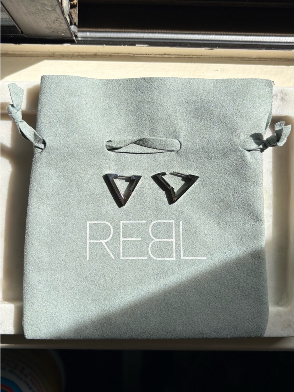 Silver Triangle Hoop Earrings